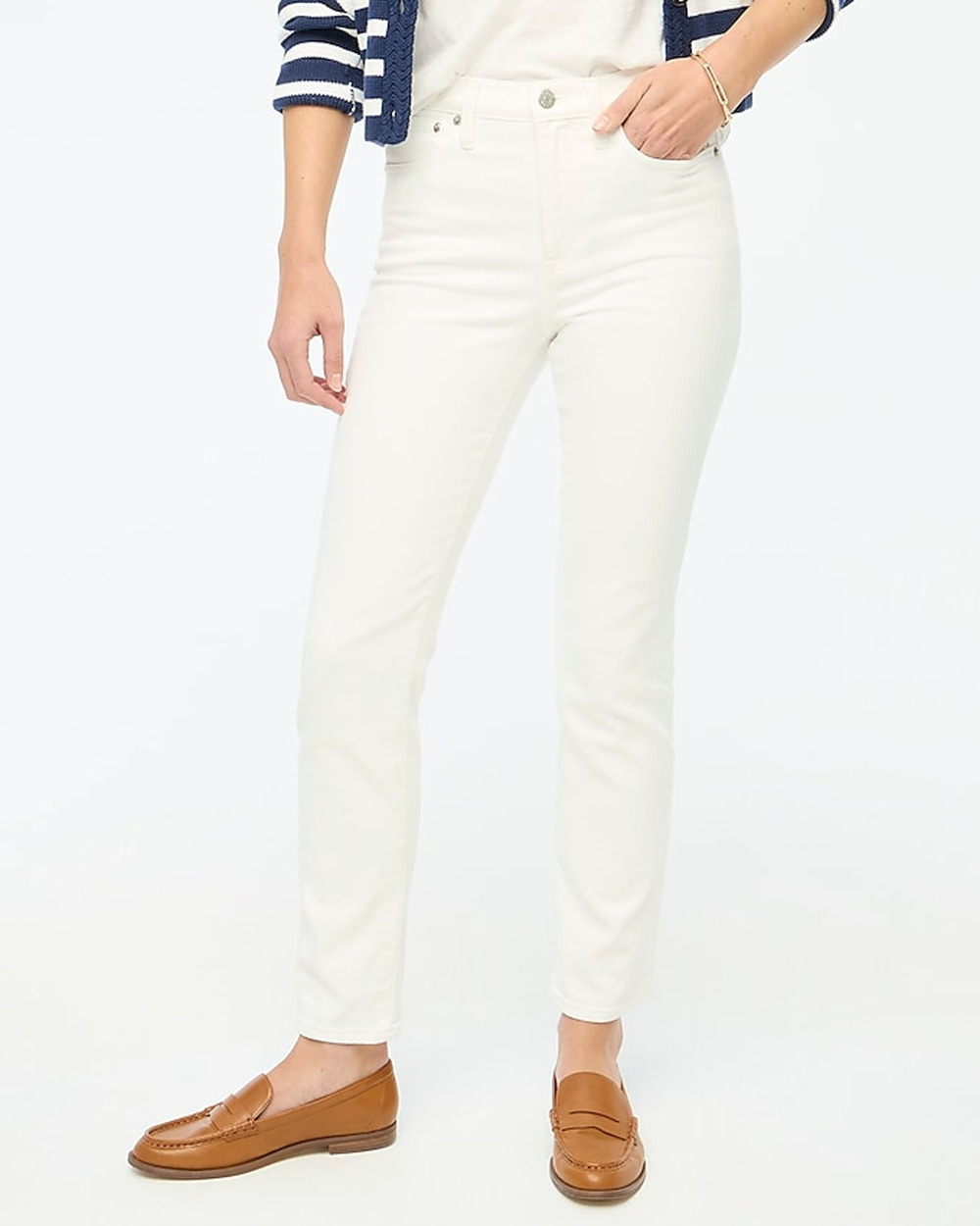 J Crew Factory Tall Essential Straight White Jean All-day stretch Casual T33 NWT